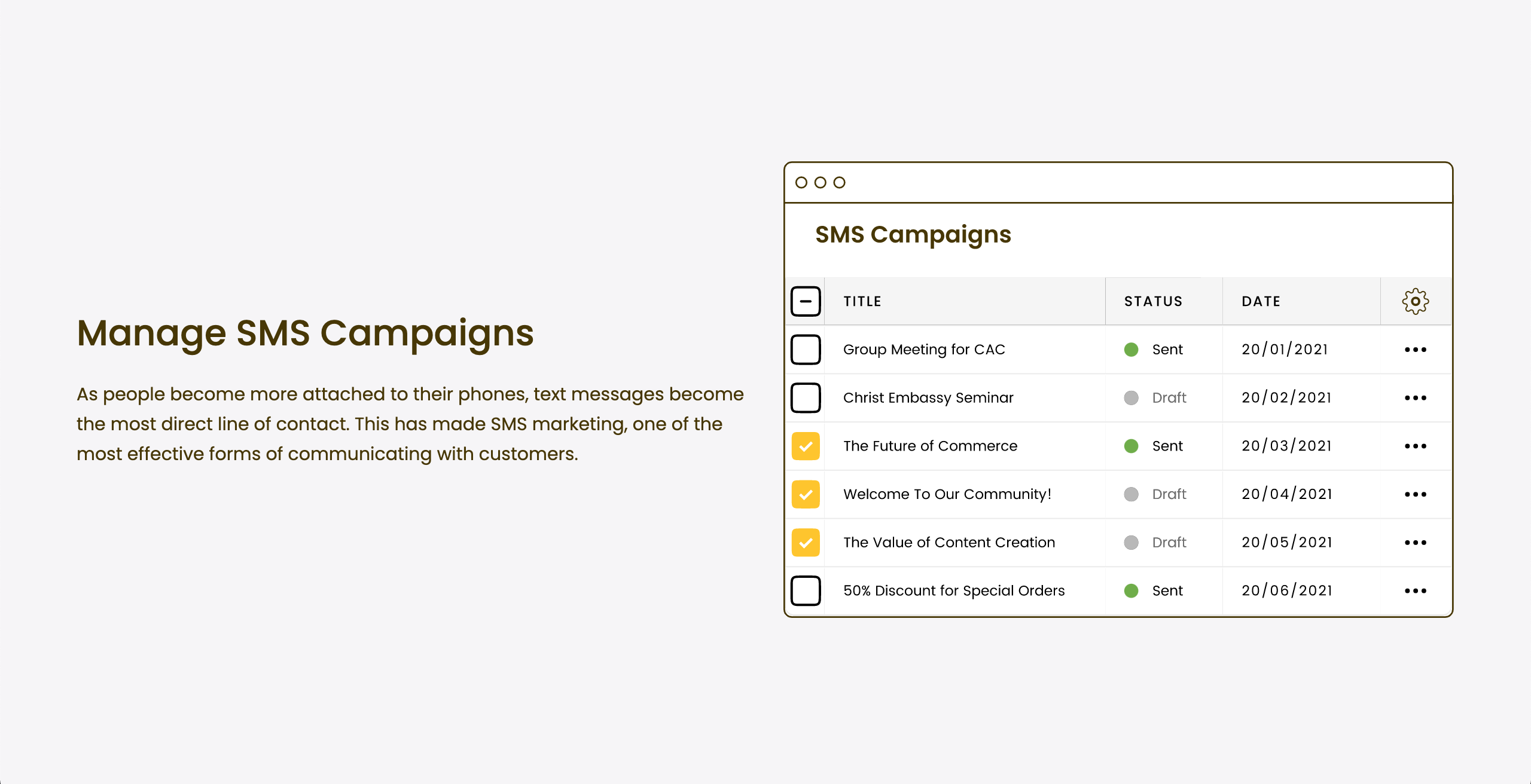 Manage email campaigns