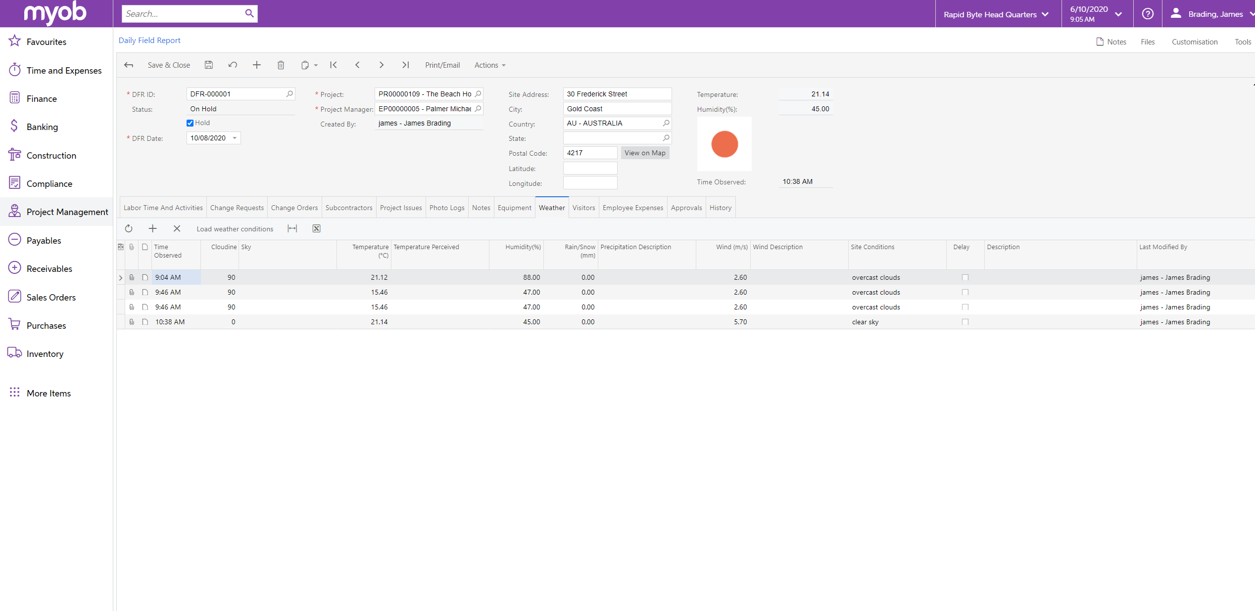 MYOB Advanced Construction Software - 3