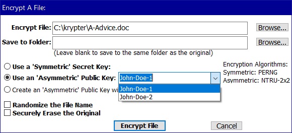 Data Krypter screenshot: Data Krypter encrypt a file or folder