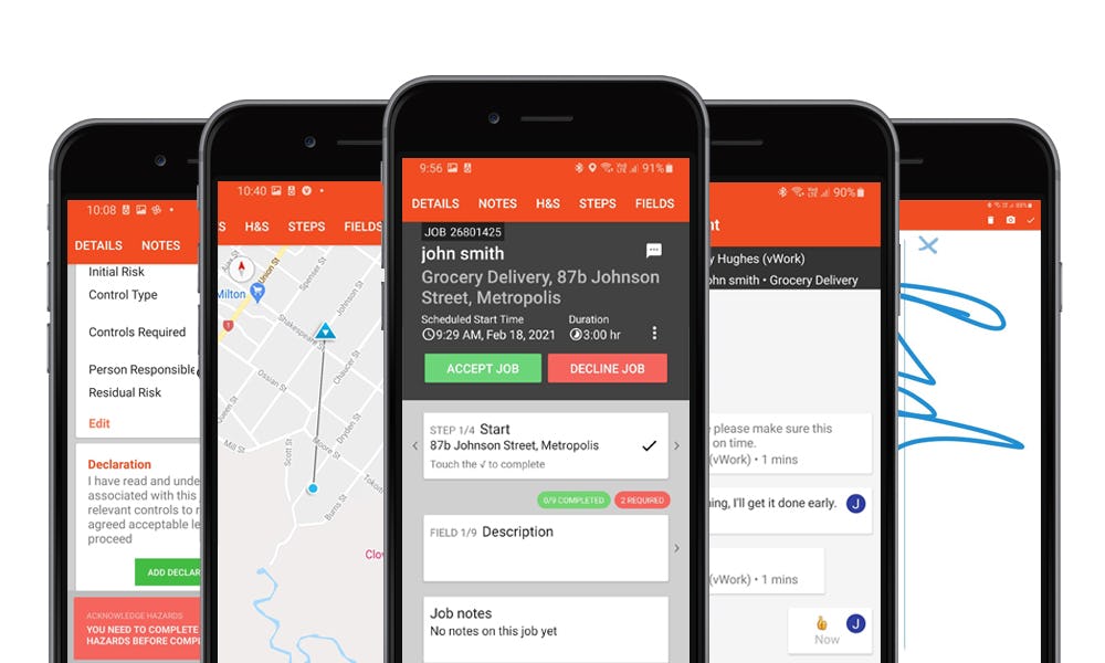Mobile app views including sign-on-glass POD