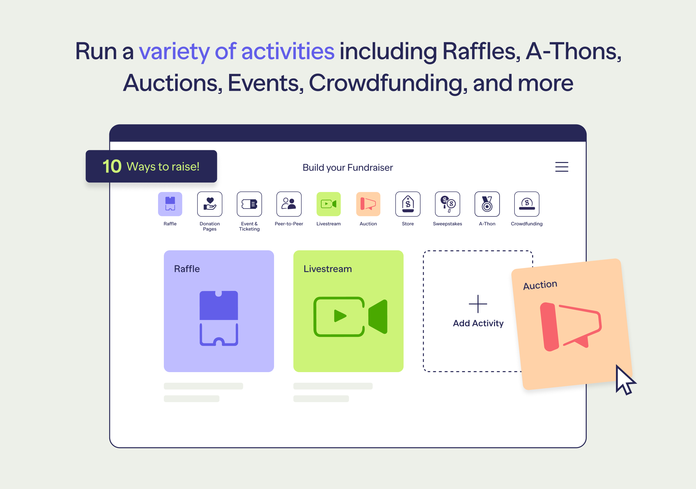 RallyUp Software - Run a variety of activities including Raffles, A-Thons, Auctions, Events, Crowdfunding, and more