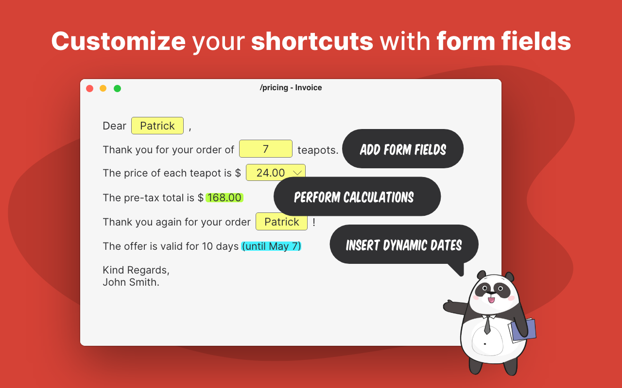 Create smart templates with form fields, formulas, dynamic fields and more