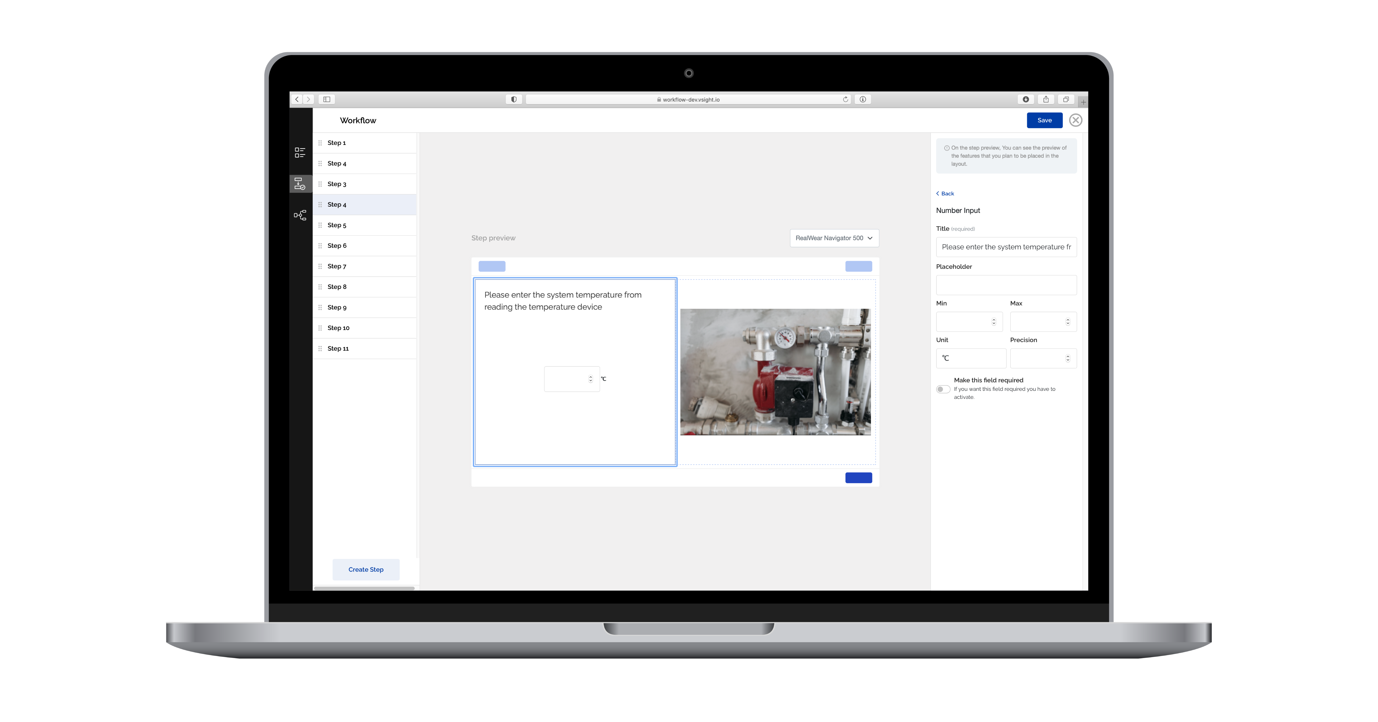Create step-by-step, flexible workflows with if-then branches using instructions in various formats like text, image, voice, video with an easy-to-use drag and drop editor and preview before you deploy on all connected devices.