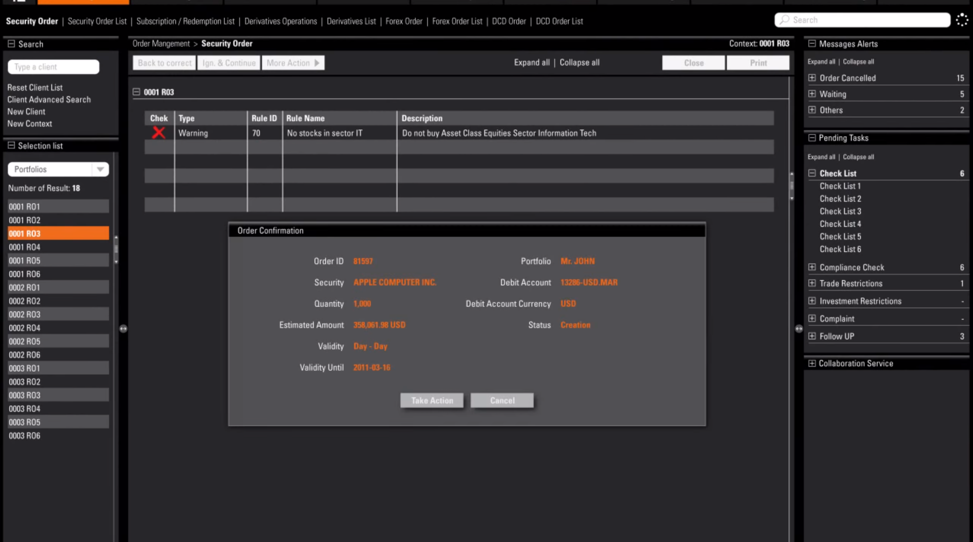 Prospero screenshot: Prospero order management