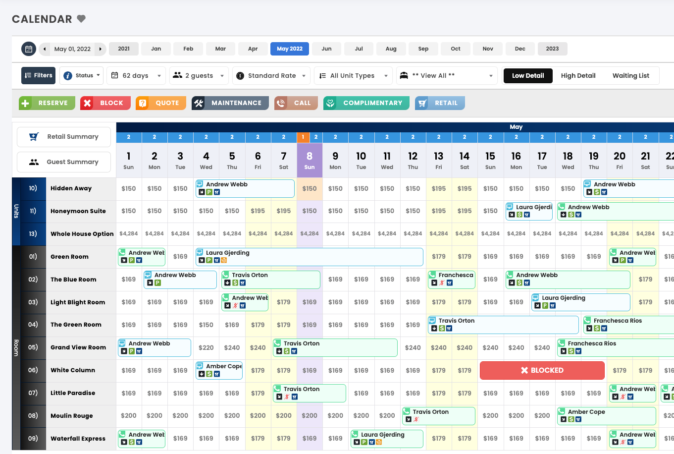 ResNexus Easy-to-Use Calendar