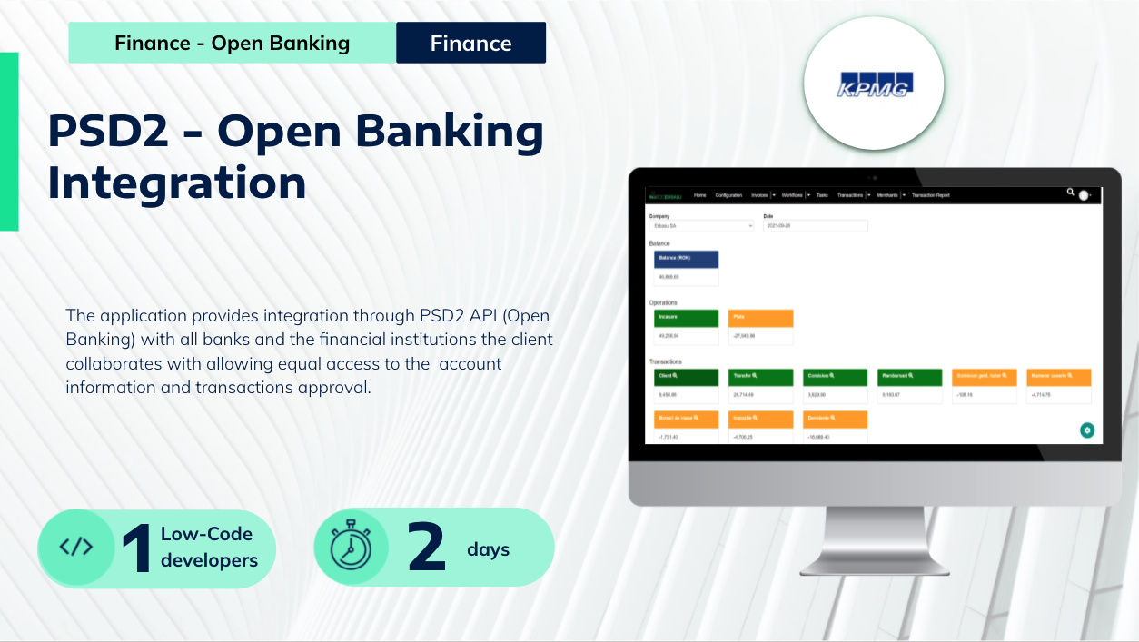 Open banking integration using low-code