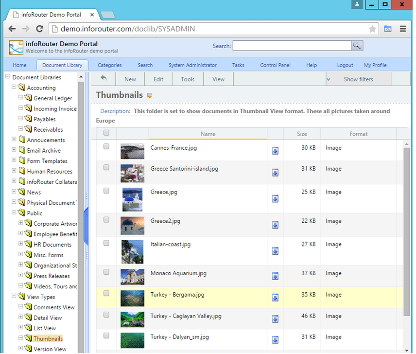 infoRouter screenshot: infoRouter documents library