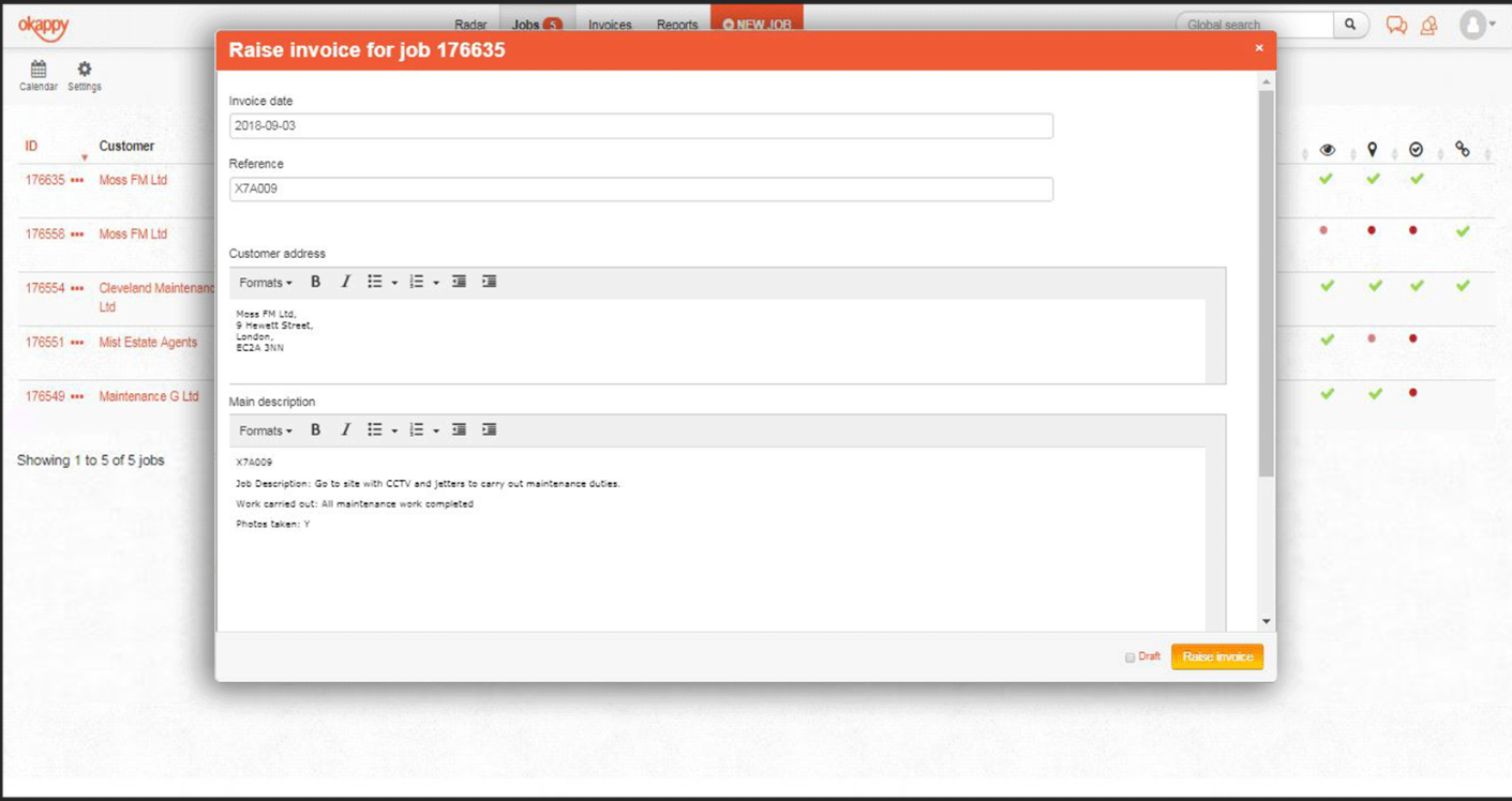 Okappy screenshot: Okappy invoicing screenshot