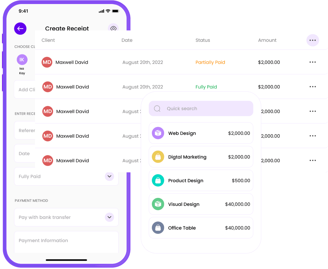 Billing Plus Software - Billing Plus create and send receipts