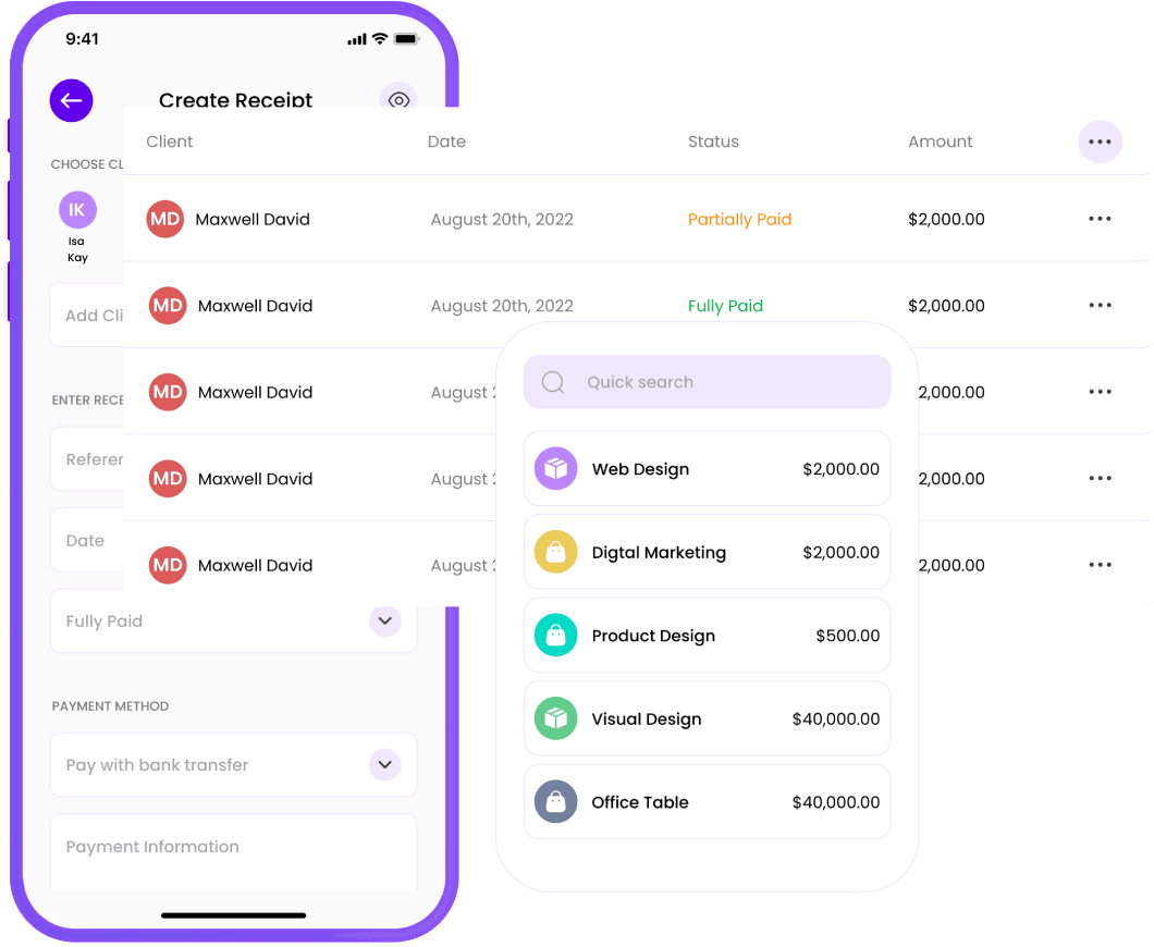Billing Plus Software - Billing Plus create and send receipts