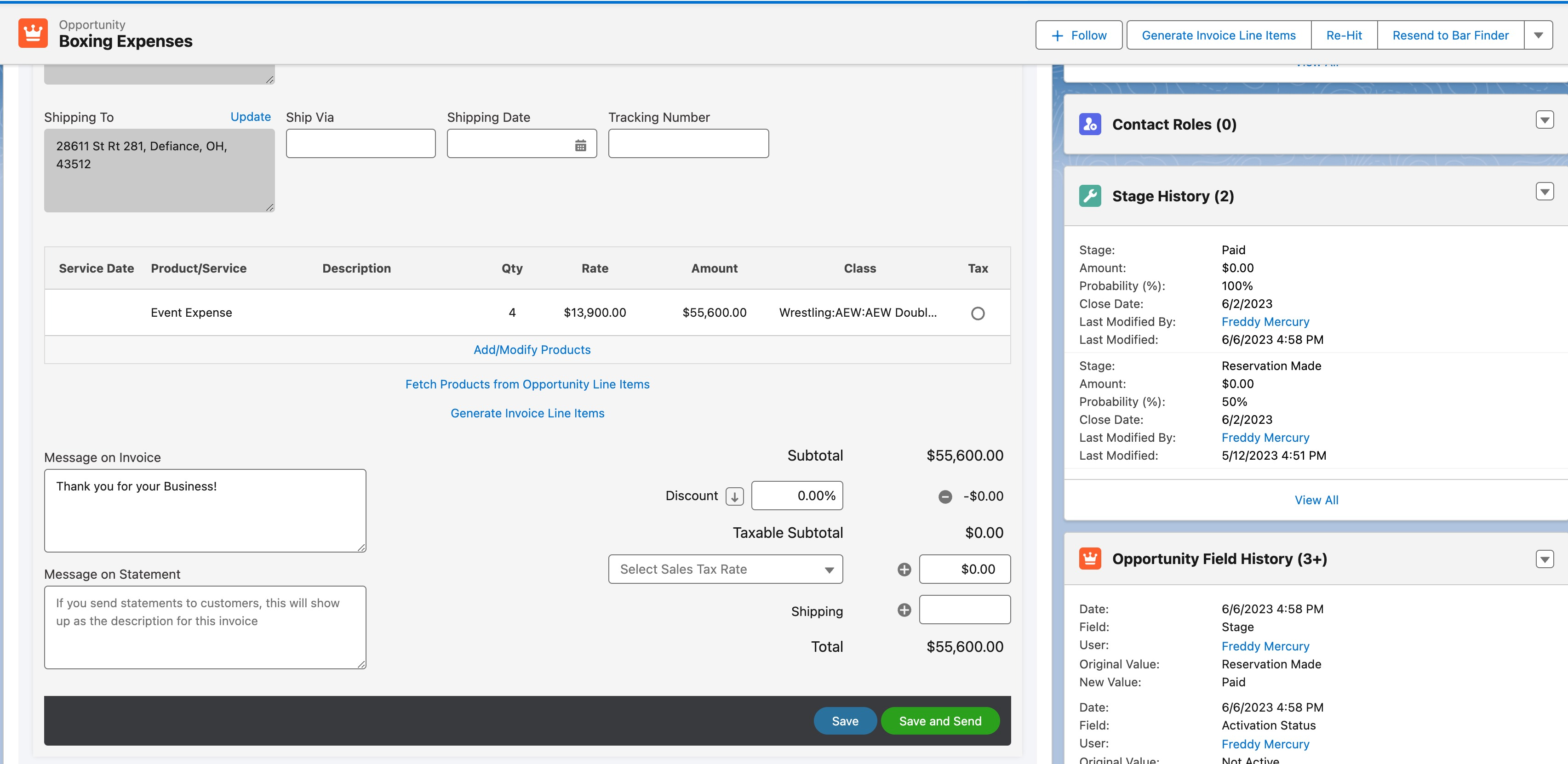 Tally Integrations screenshot: Salesforce And QuickBooks Invoicing UI