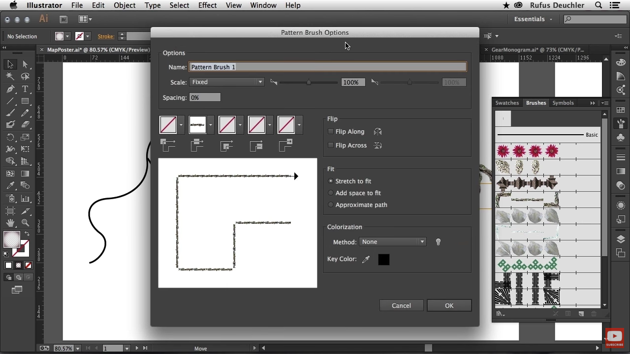 Adobe Illustrator Software - Use images in brushes (pattern brush tool) and choose the way the image runs around corners with Illustrator CC