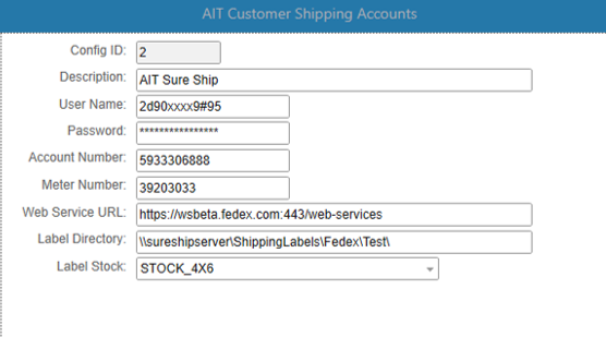 Customer shipping account
