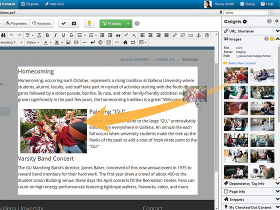 Modern Campus CMS screenshot: OU Campus display images