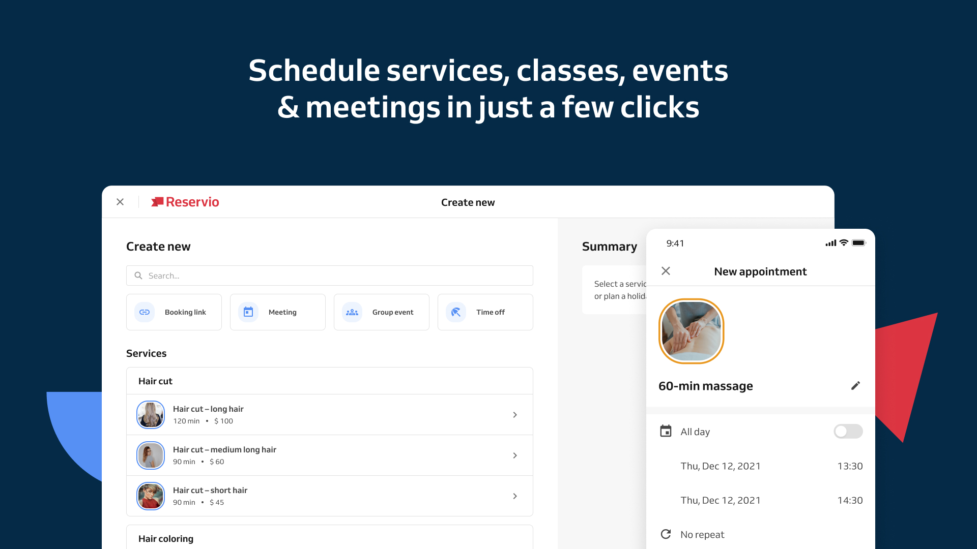Schedule services, classes, events & meetings in just a few clicks