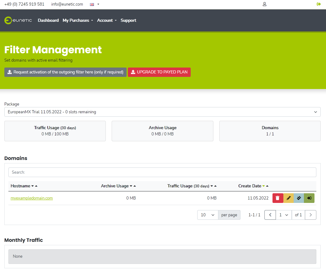 Administrate different packages and domains in one account.