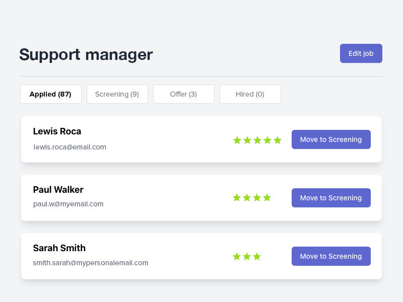 Jobspage Software - Manage candidates