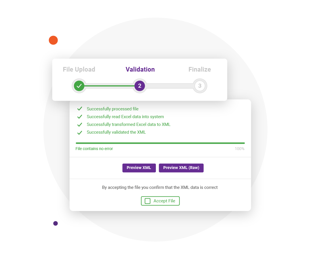 TPcbc Software - Preview the validated data and create exports in an XML format