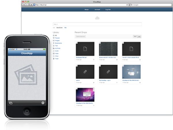CloudApp screenshot: CloudApp main interface