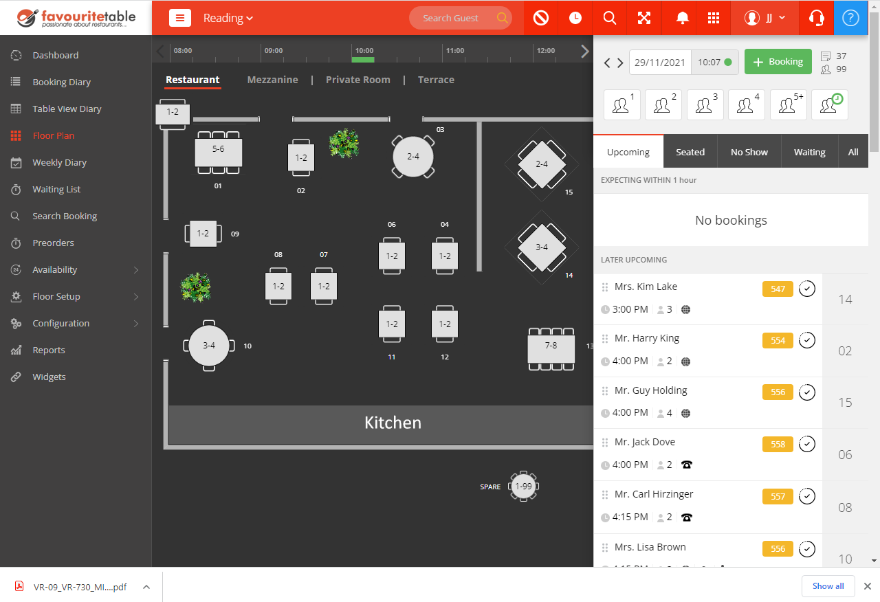 FavouriteTable screenshot