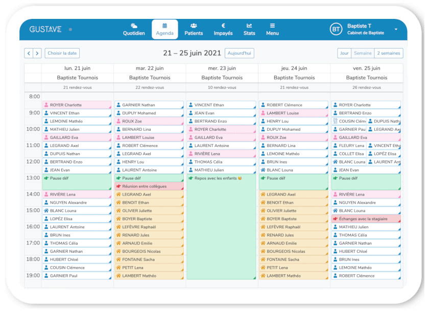 Gustave screenshot: Agenda