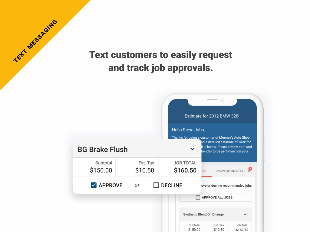 Text customers to easily request and track job approvals.