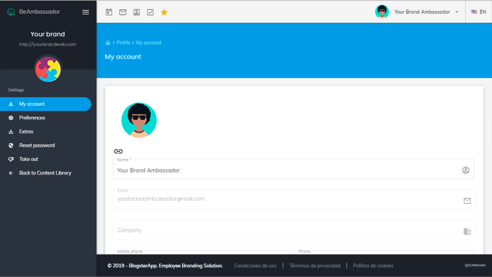 BeAmbassador account dashboard screenshot