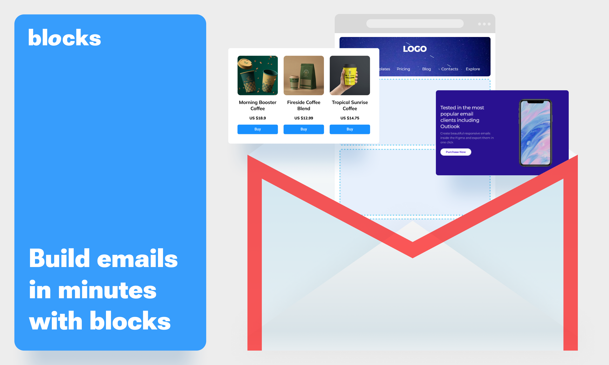 Blocks screenshot: Speed up your email production several times!