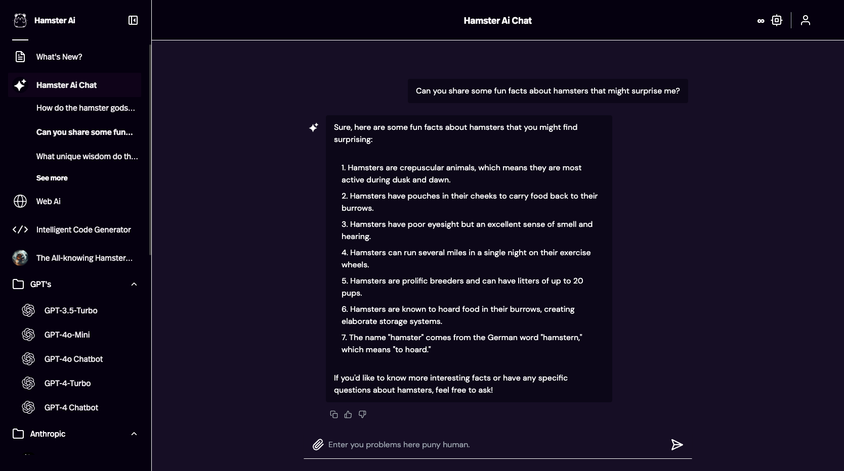 Hamster AI screenshot: Hamster AI chatbot