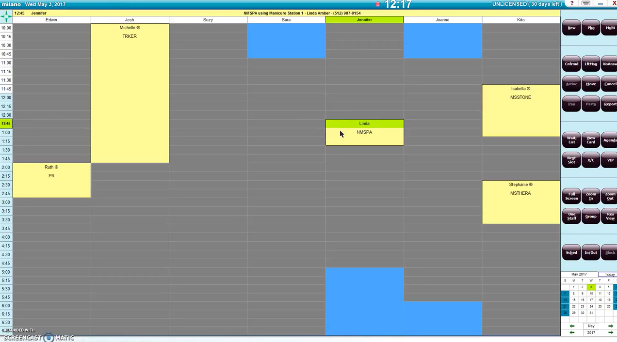 Salon / Spa Account Manager screenshot: Salon / Spa Account Manager booking