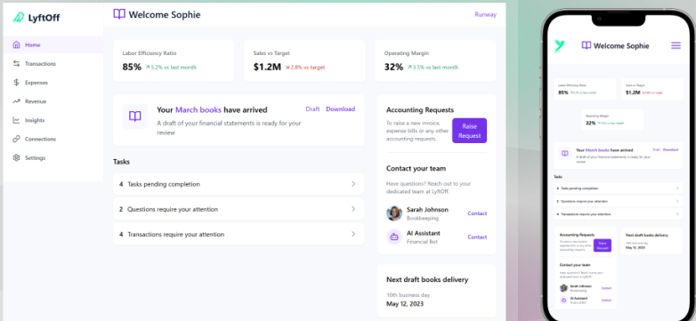 LyftOff screenshot: LyftOff dashboard