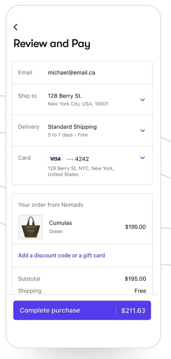 Shop Pay screenshot: Shop Pay Review & Pay