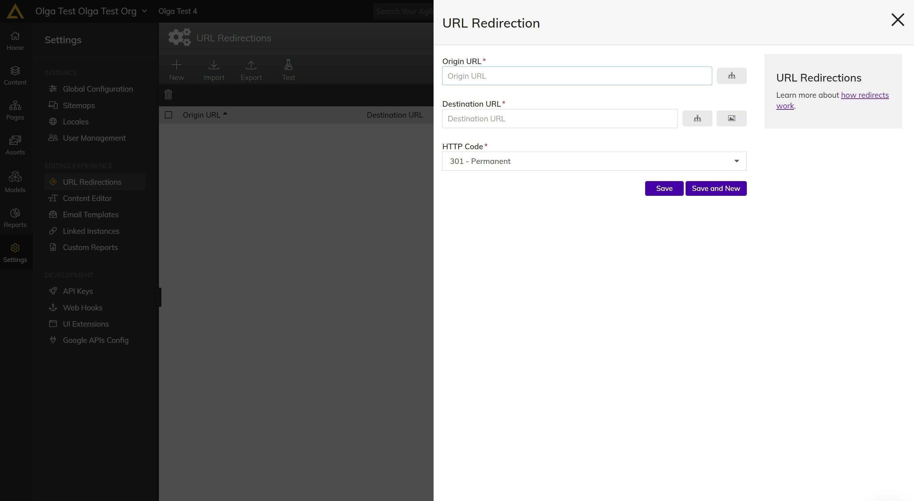 Agility CMS Software - Built-In URL Redirection