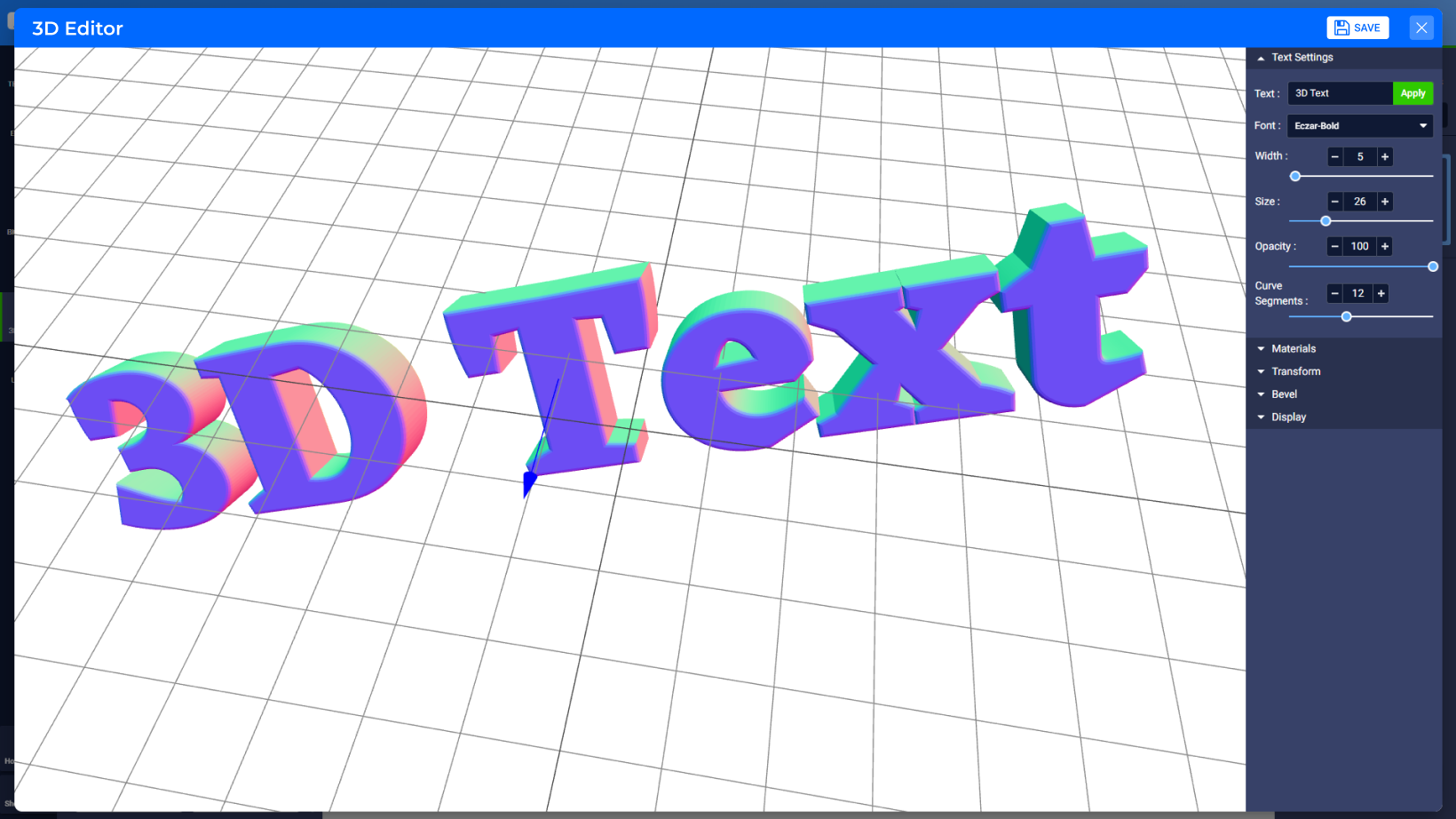 Create unique designs by adding 3D objects OR 3D Text to your design using PhotoADKing 's 3D editor.