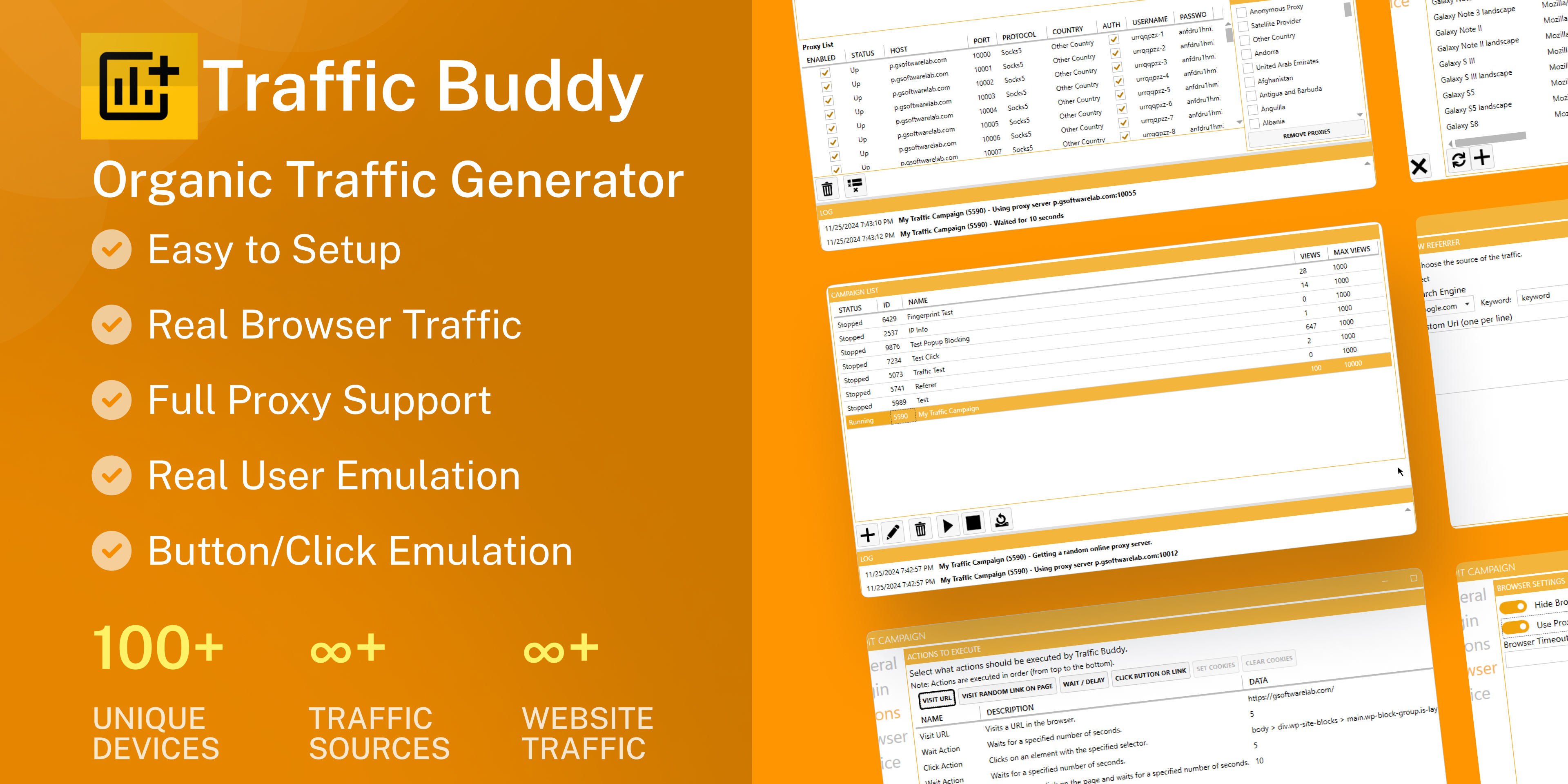 Traffic Buddy screenshot: Elevate your website's reach with Traffic Buddy from GSoftwareLab – a smart bot delivering realistic traffic to enhance SEO, engagement, and conversions!