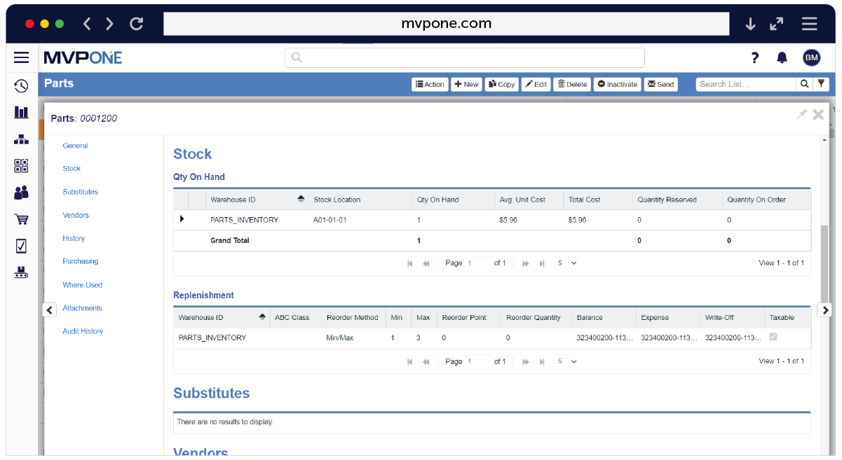 MVP One Software - Inventory & Spare Parts