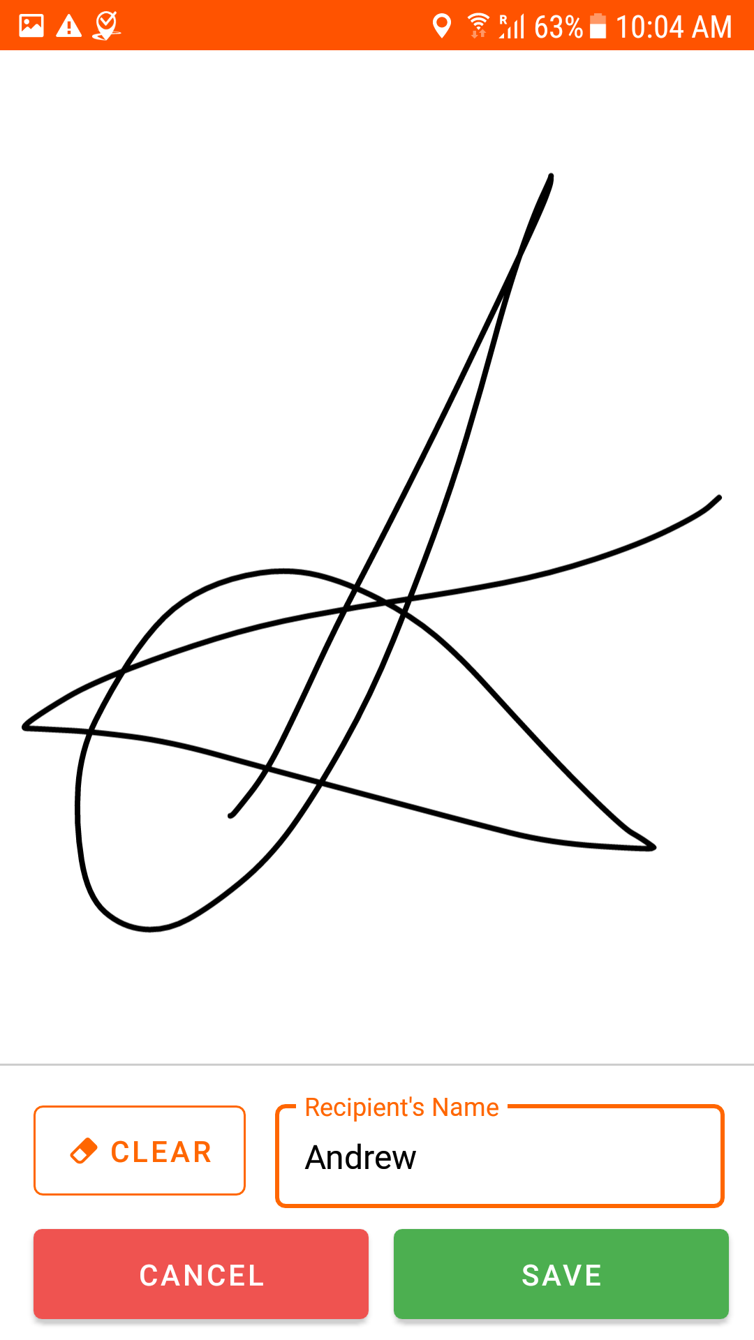 Proof of delivery app grabs customer's signature