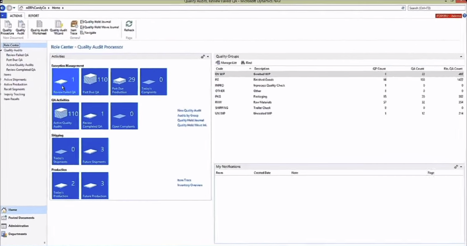 Aptean Food & Beverage ERP JustFood Edition Software - Business notifications functionality will alert managers or supervisors of exceptional situations