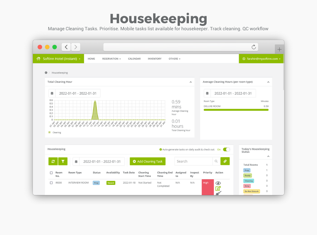 Softinn PMS Software - Housekeeping