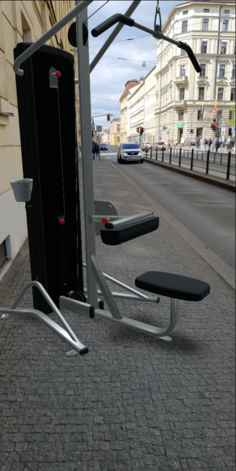 3D model of Gym machine on the street in the AR view