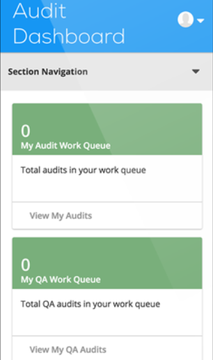 Audit Manager screenshot: Healthicity Audit Manager mobile dashboard