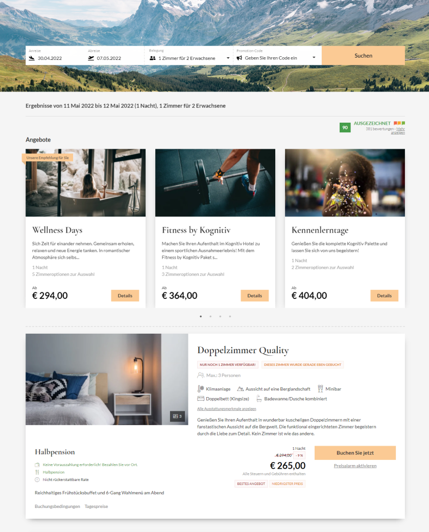 Seekda screenshot: Booking engine