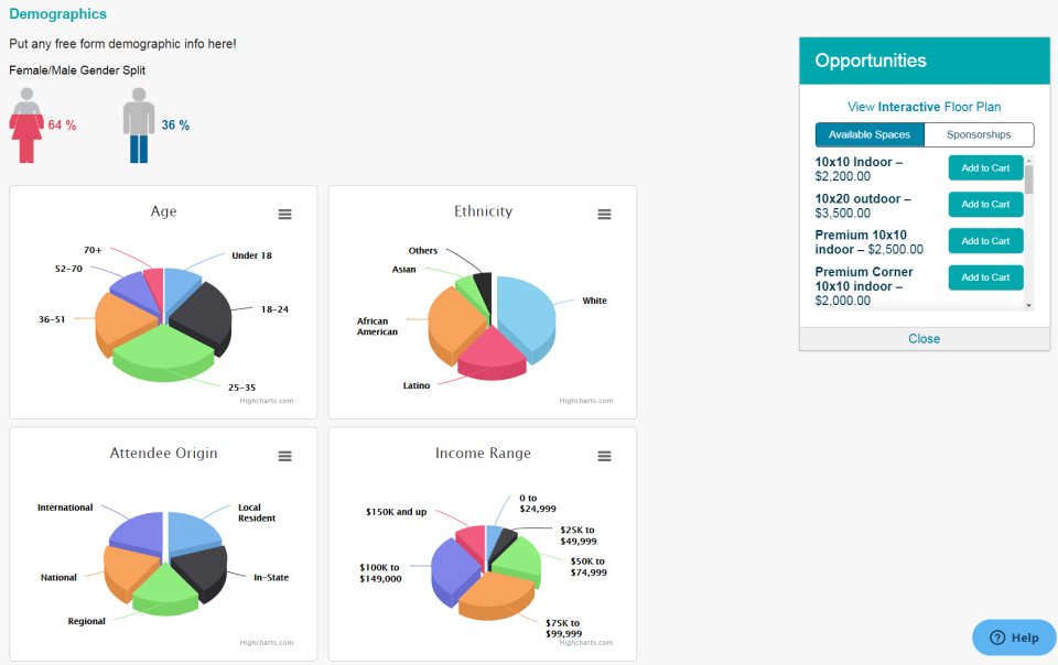 Events Locker Software - Showcase Page Demographic