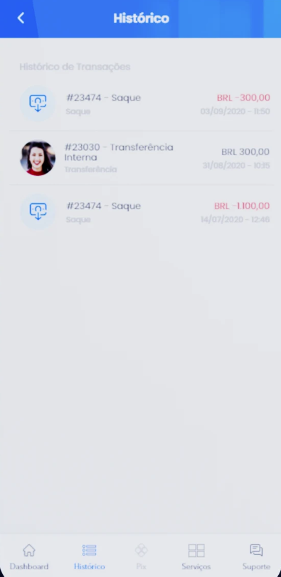 Paylivre screenshot: Paylivre view payment history