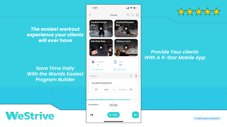 WeStrive screenshot: Provide your clients with a 5-star mobile app