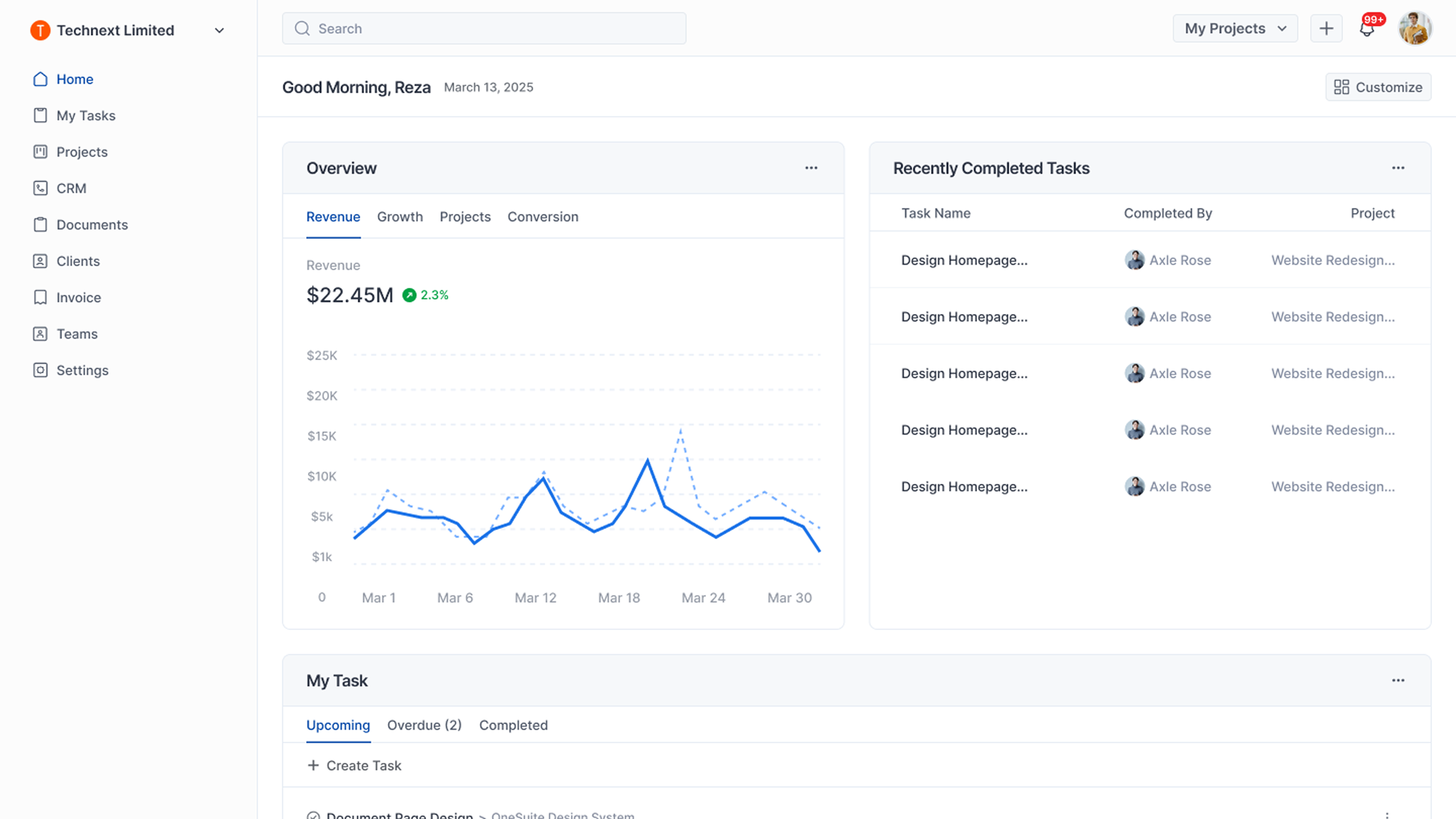OneSuite screenshot: OneSuite Dashboard