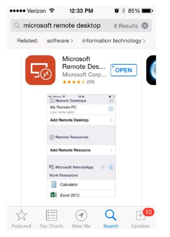 Abacus Private Cloud Software - Access the solution on mobile devices by downloading Microsoft Remote Desktop app
