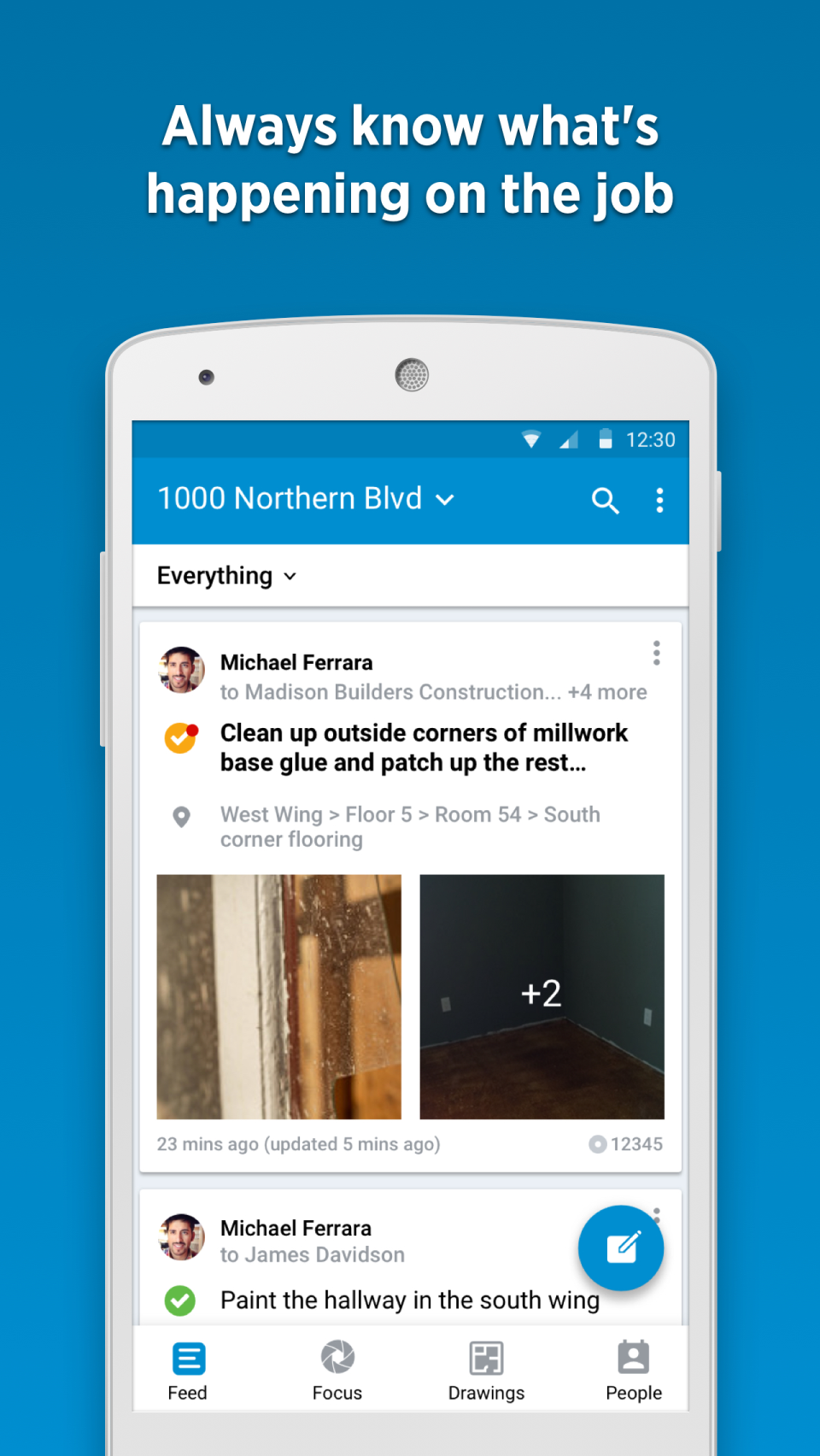 Fieldlens presents updates to users in a real-time feed