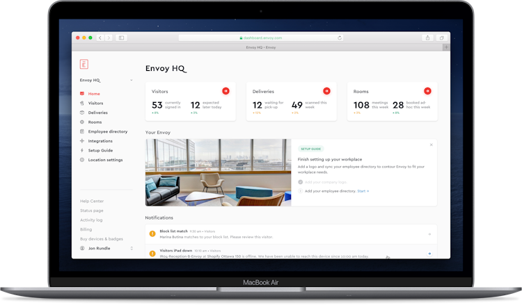 Envoy screenshot: Manage your workplace, all in one easy-to-use dashboard!
