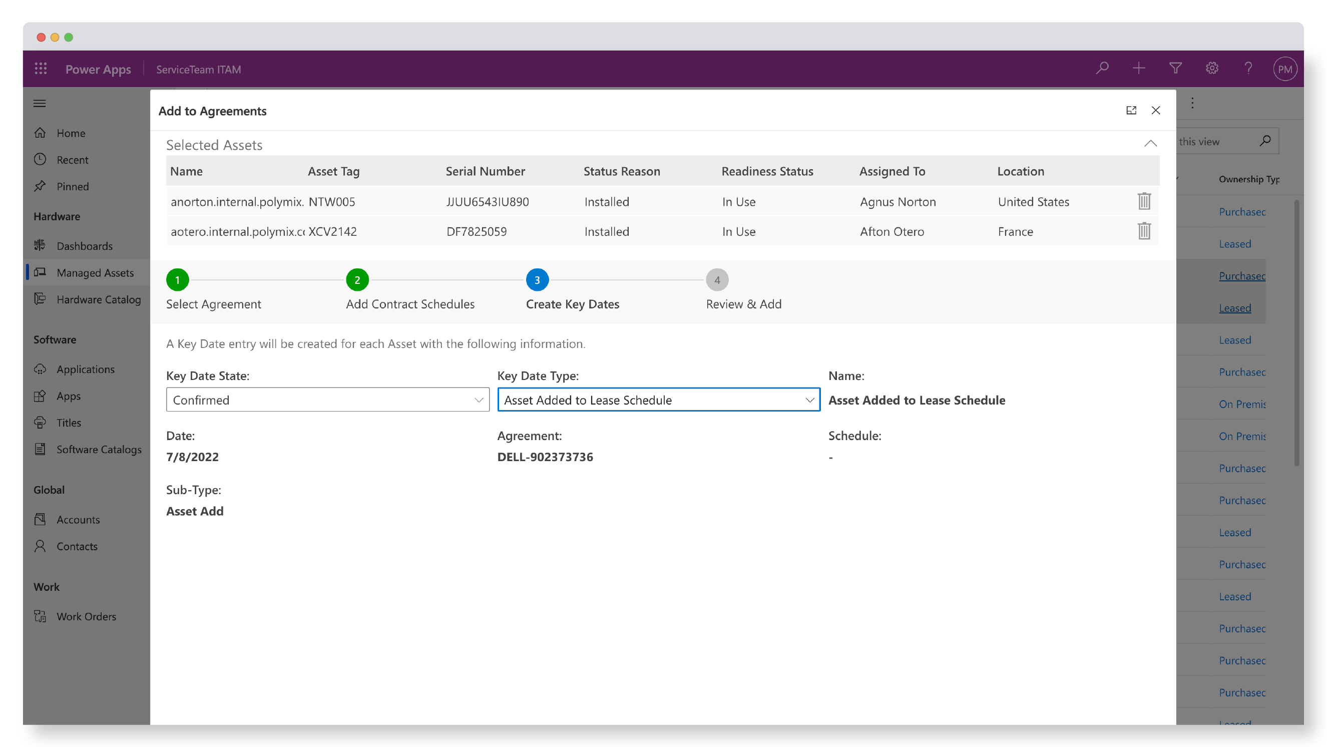 ServiceTeam Contract and Lease Management View